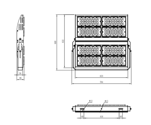 Inventronics 운전사는 공장 슈퍼마켓을 위한 홍수 전등 설비 알루미늄 유숙 800W 960W를 지도했습니다